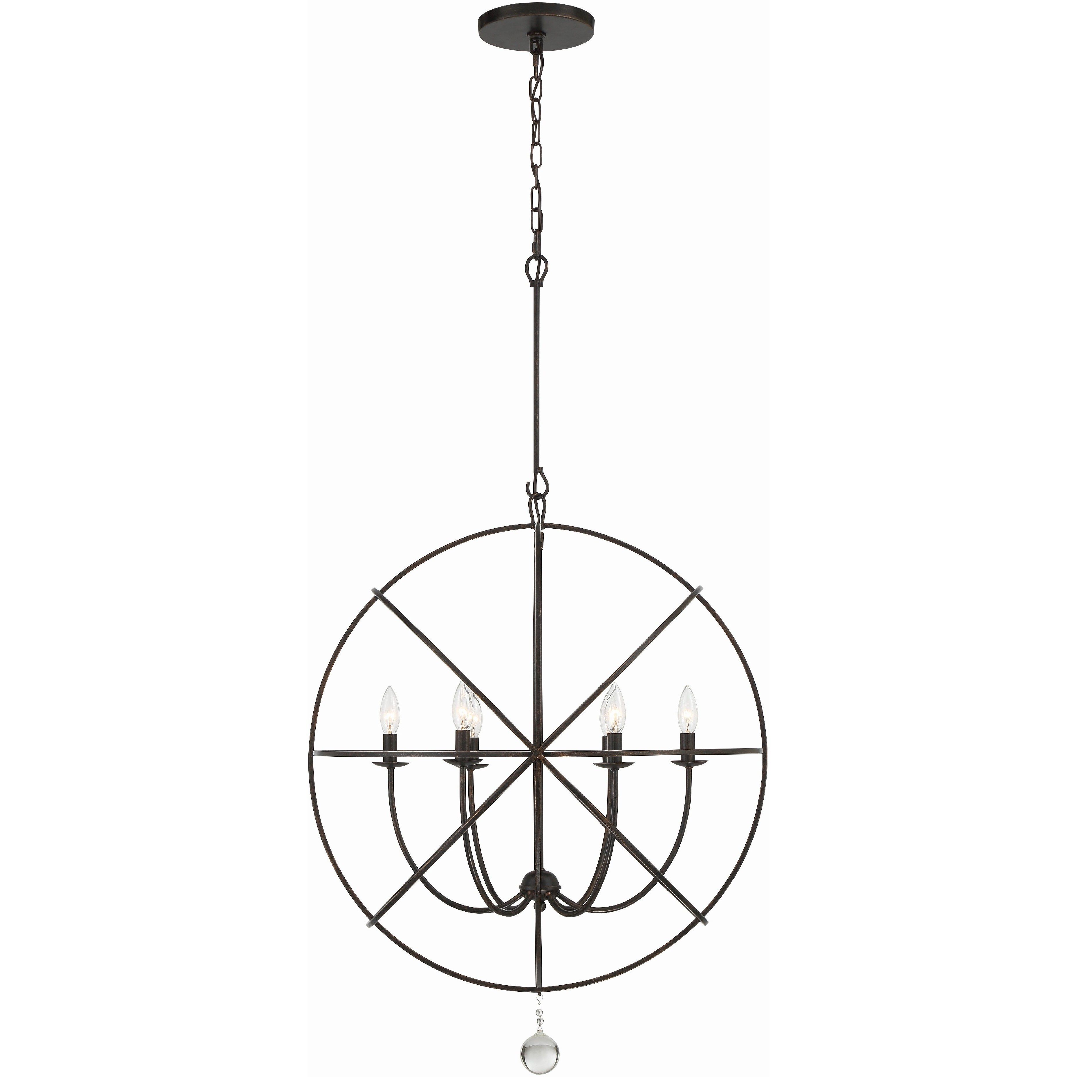 Solaris 6 Light 28.5 inch English Bronze Chandelier Ceiling Light