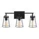 Dames 3 Light 21.75 inch Midnight Black Bath Vanity Wall Sconce Wall Light