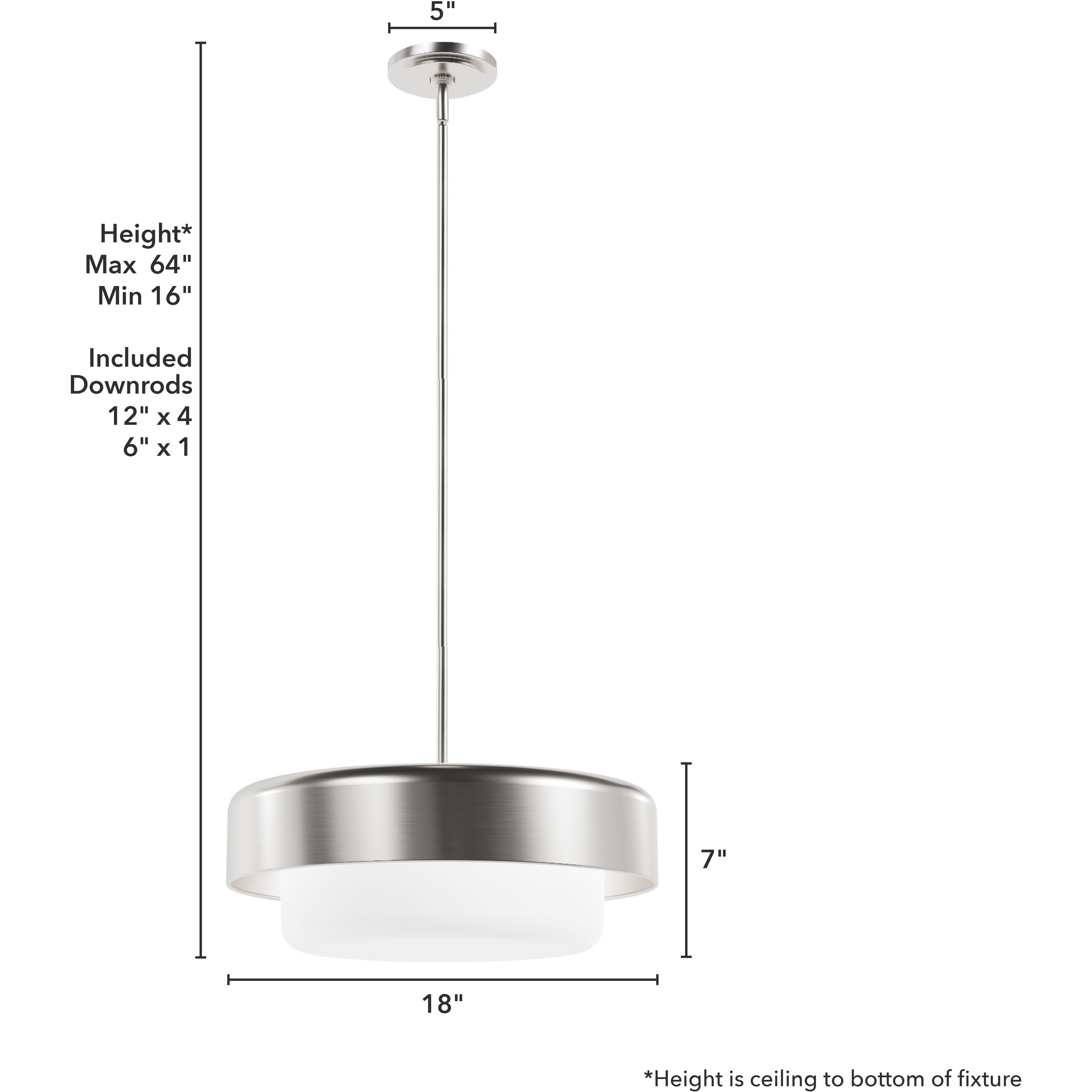 Station 3 Light 18 inch Brushed Nickel Pendant Ceiling Light, Large