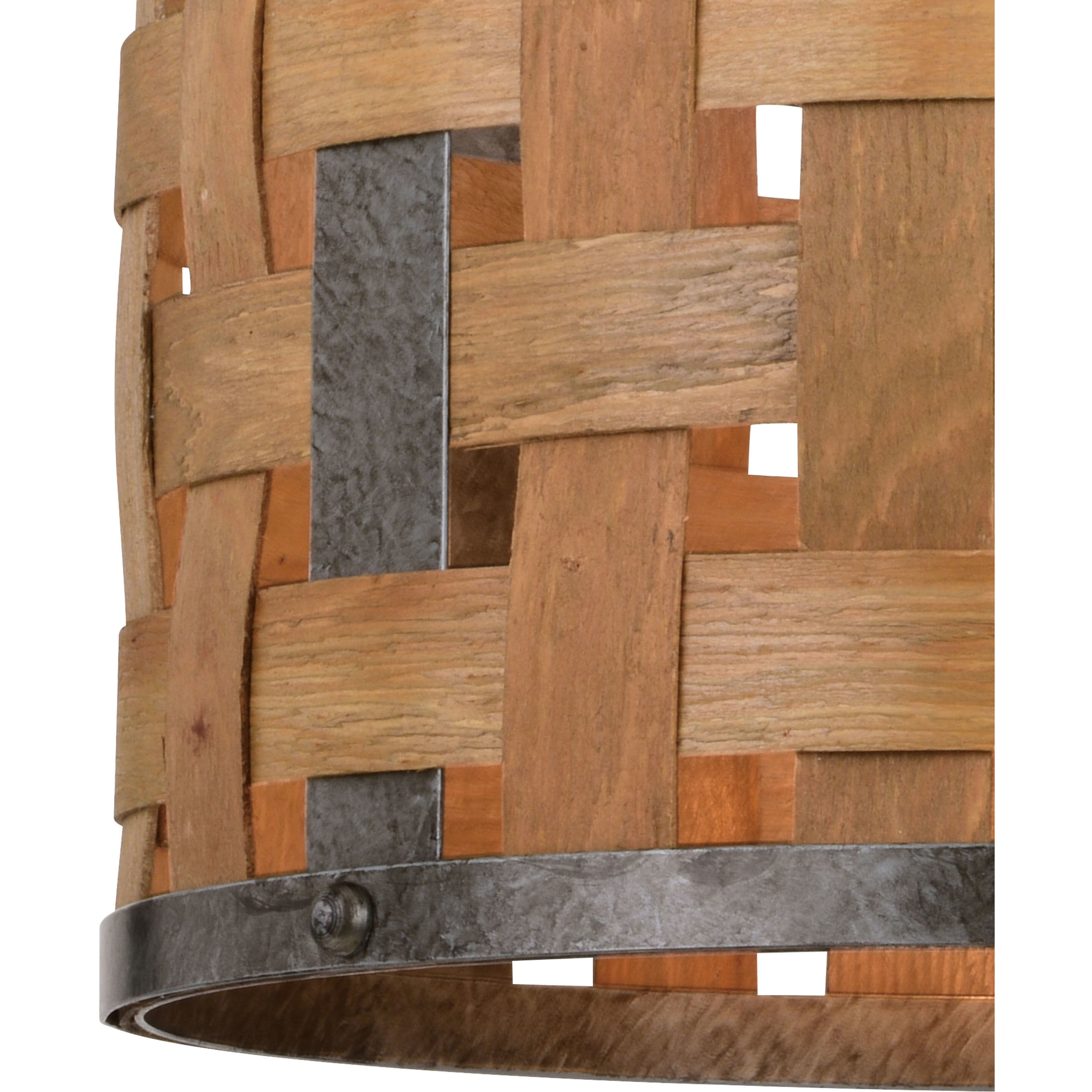 Norwood LED 16 inch Vintage Steel and Distressed Wood Pendant Ceiling Light