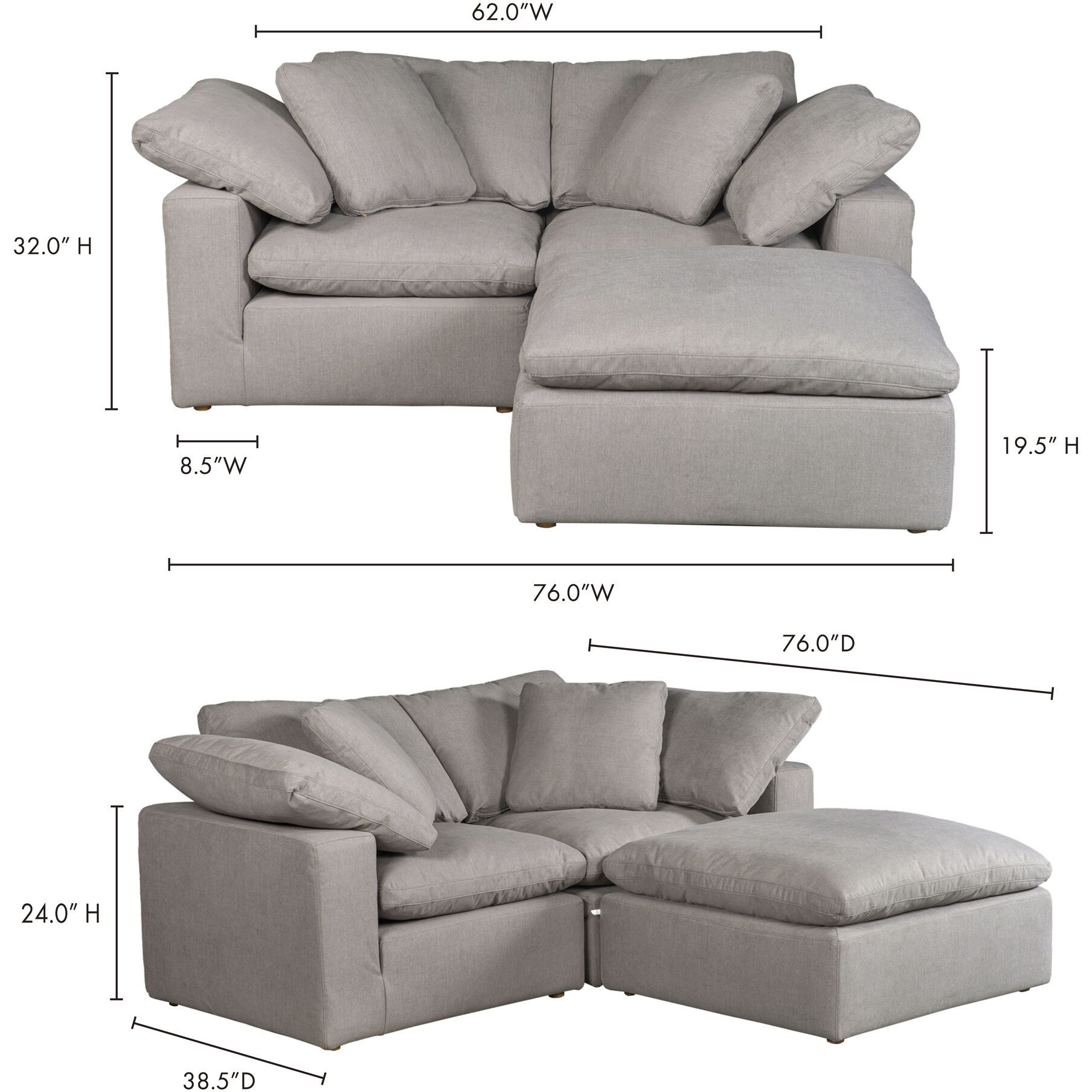 Terra Condo Grey Nook Modular Sectional