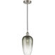 Edison Brookhaven Flute 1 Light 7 inch Brushed Satin Nickel Mini Pendant Ceiling Light in Slate Glass