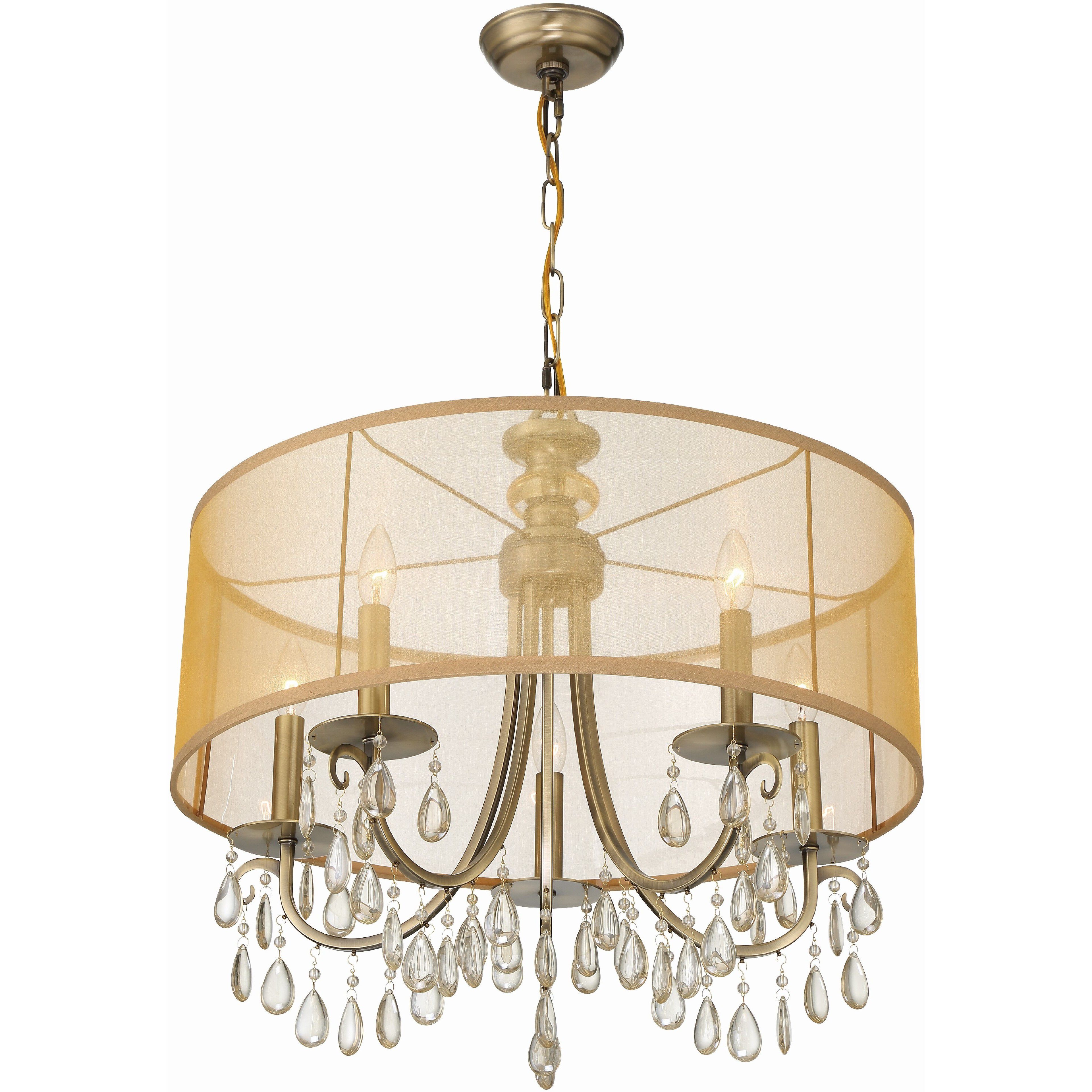 Hampton 5 Light 24 inch Antique Brass Chandelier Ceiling Light
