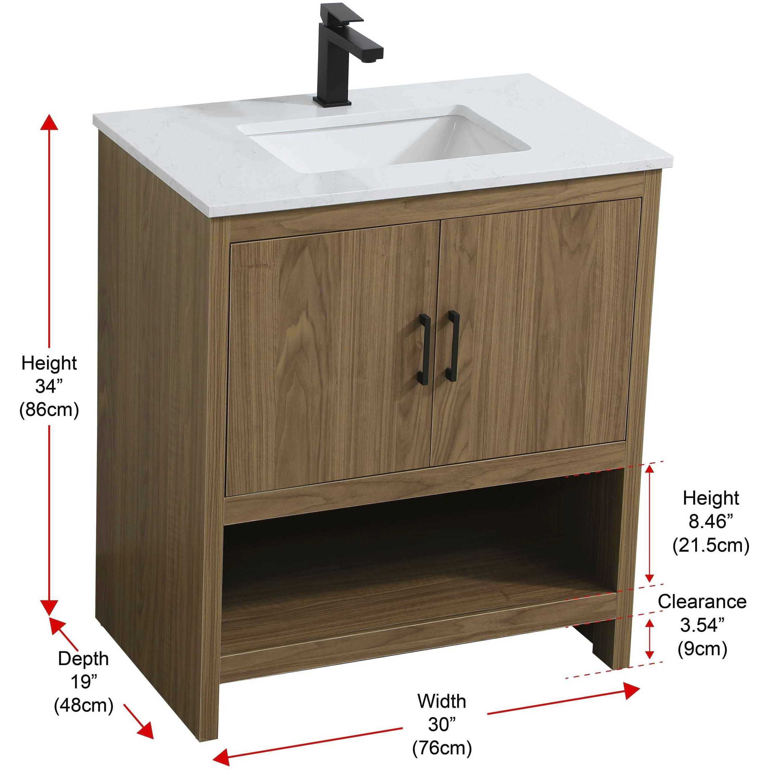 Ira 30 X 34 inch Walnut Brown Bathroom Vanity Cabinet