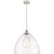 Ballston Dome LED 16 inch White and Polished Chrome Pendant Ceiling Light in Seedy Glass
