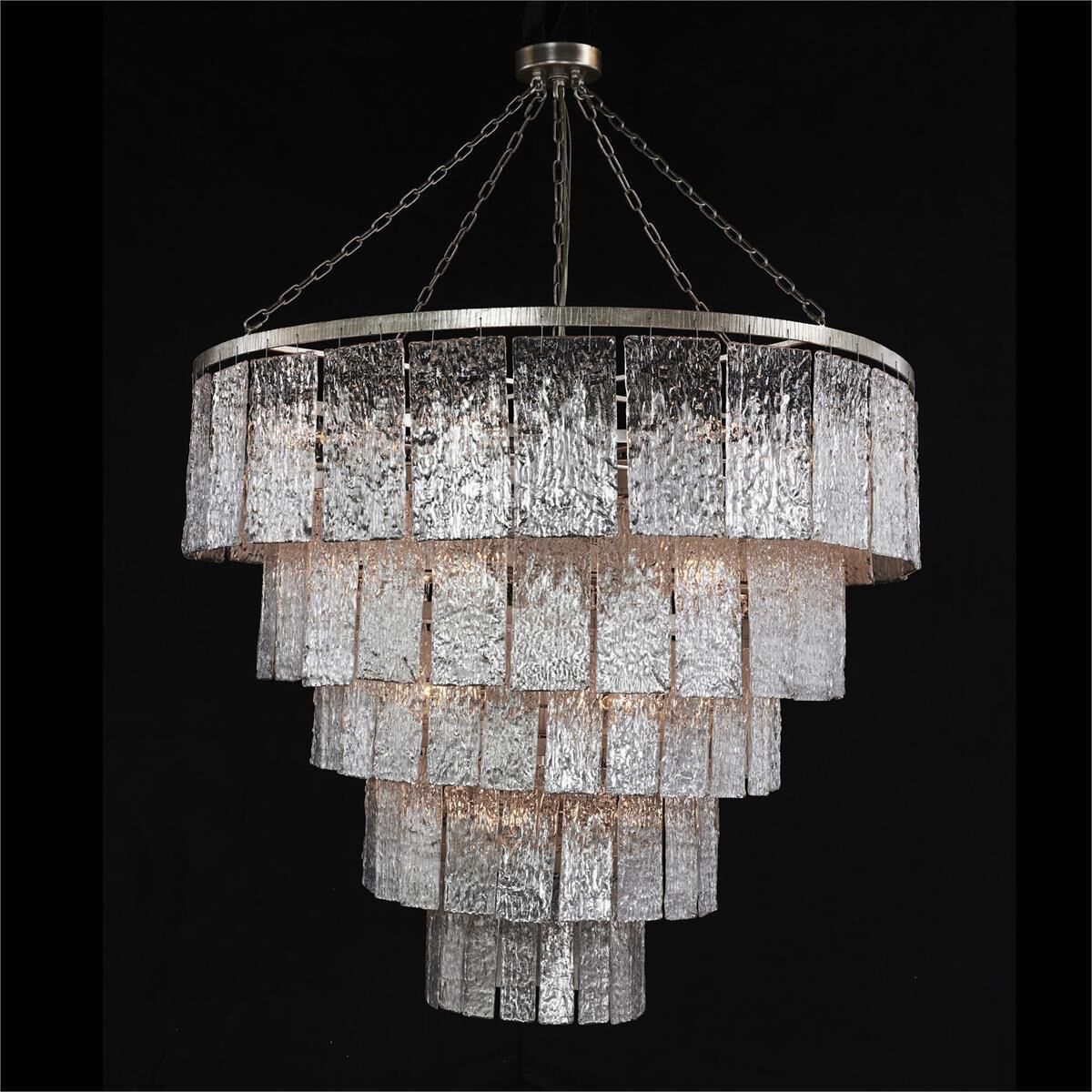Twilight 24 Light 50.25 inch Silver Chandelier Ceiling Light, Slumped Glass