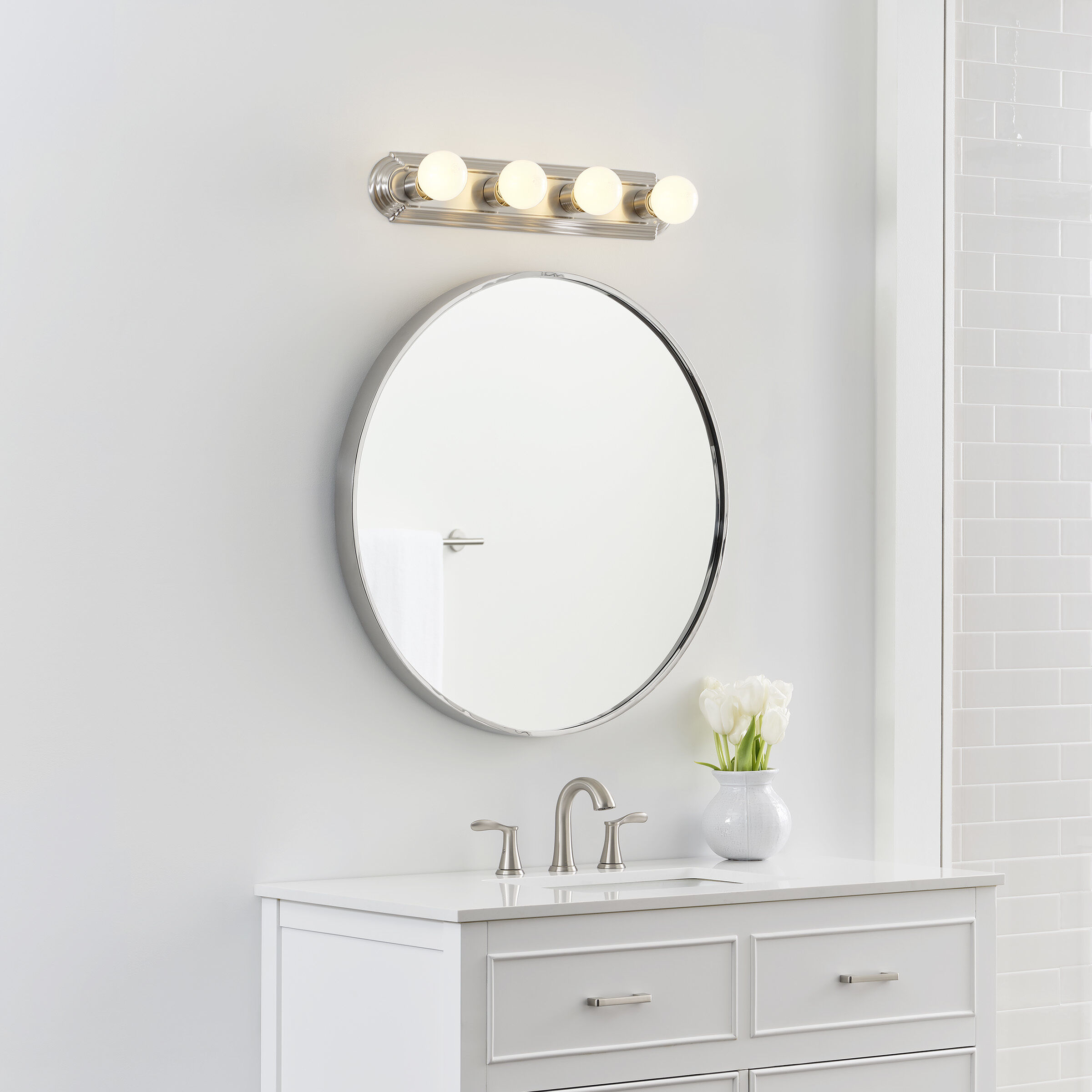 De-Lovely 4 Light 24 inch Brushed Nickel Bath Vanity Wall Sconce Wall Light