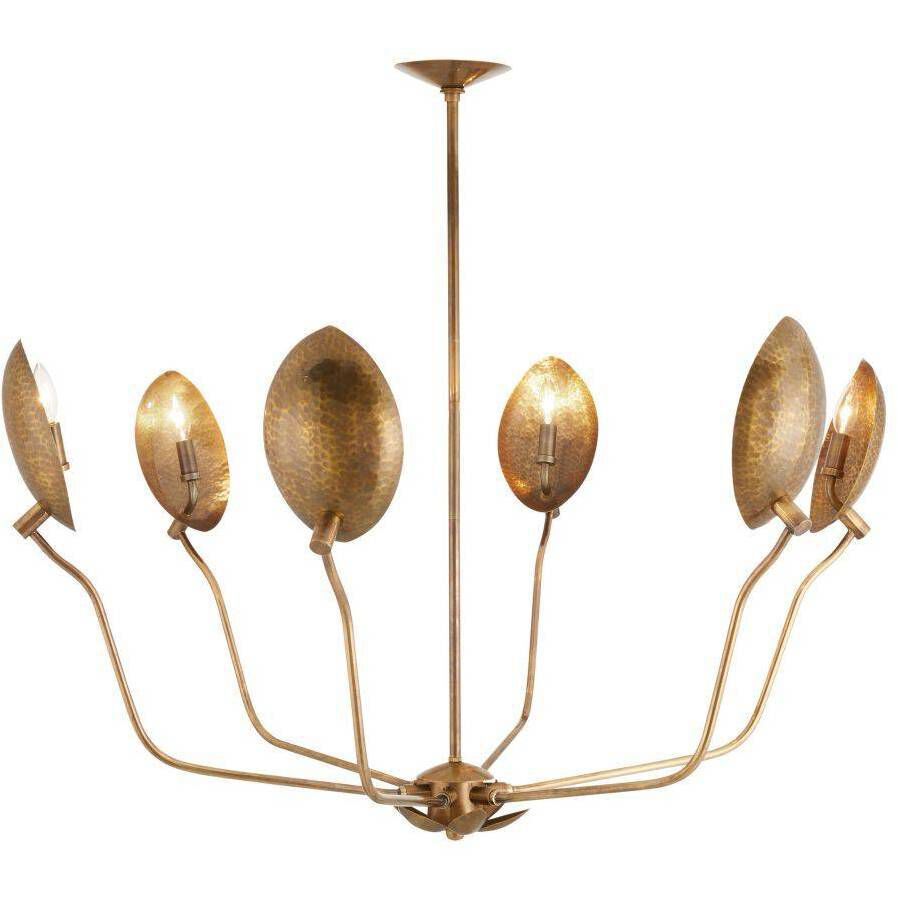 Flores 6 Light 46 inch Vintage Brass Chandelier Ceiling Light