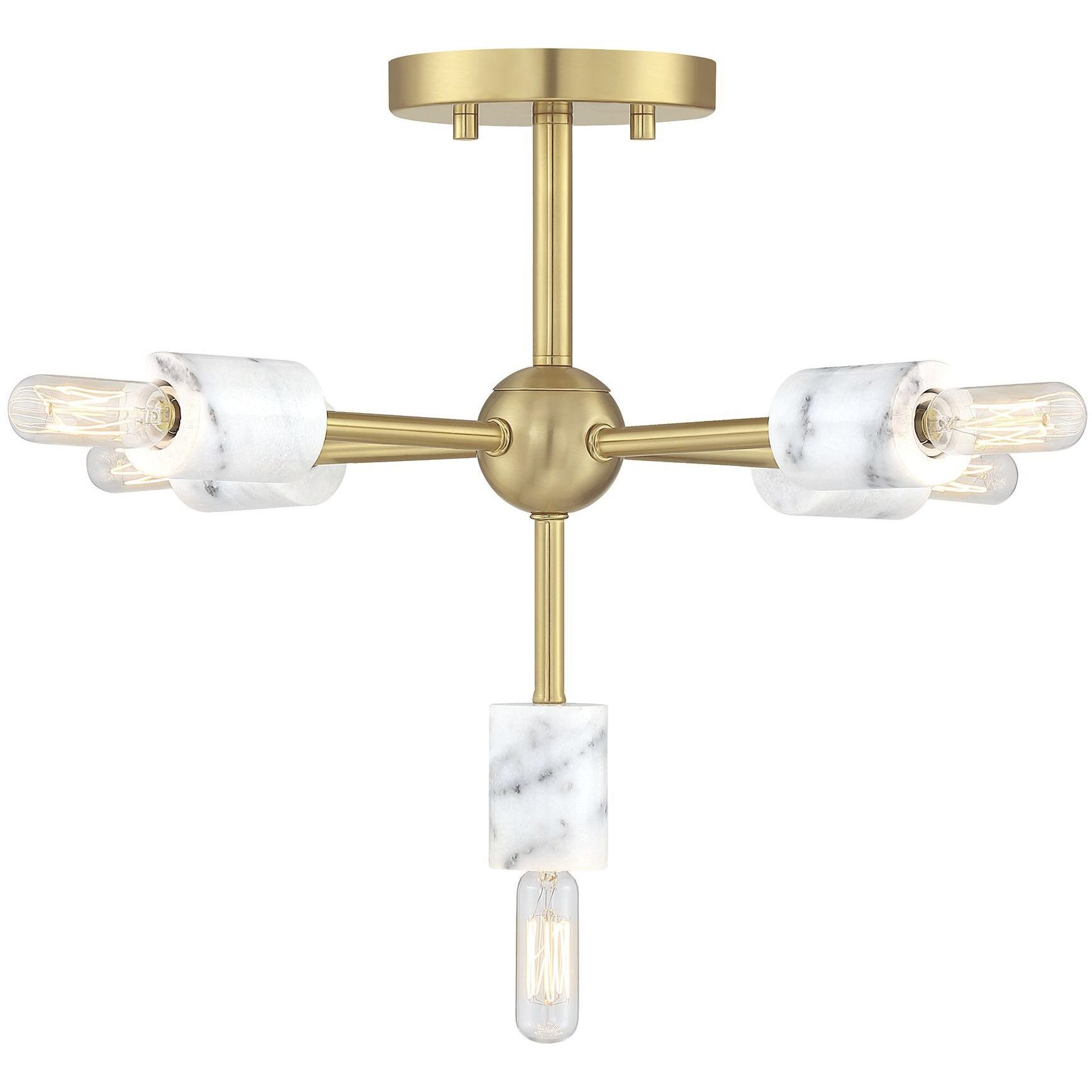Star Dust 5 Light 16.5 inch Brushed Gold Semi Flush Mount Ceiling Light