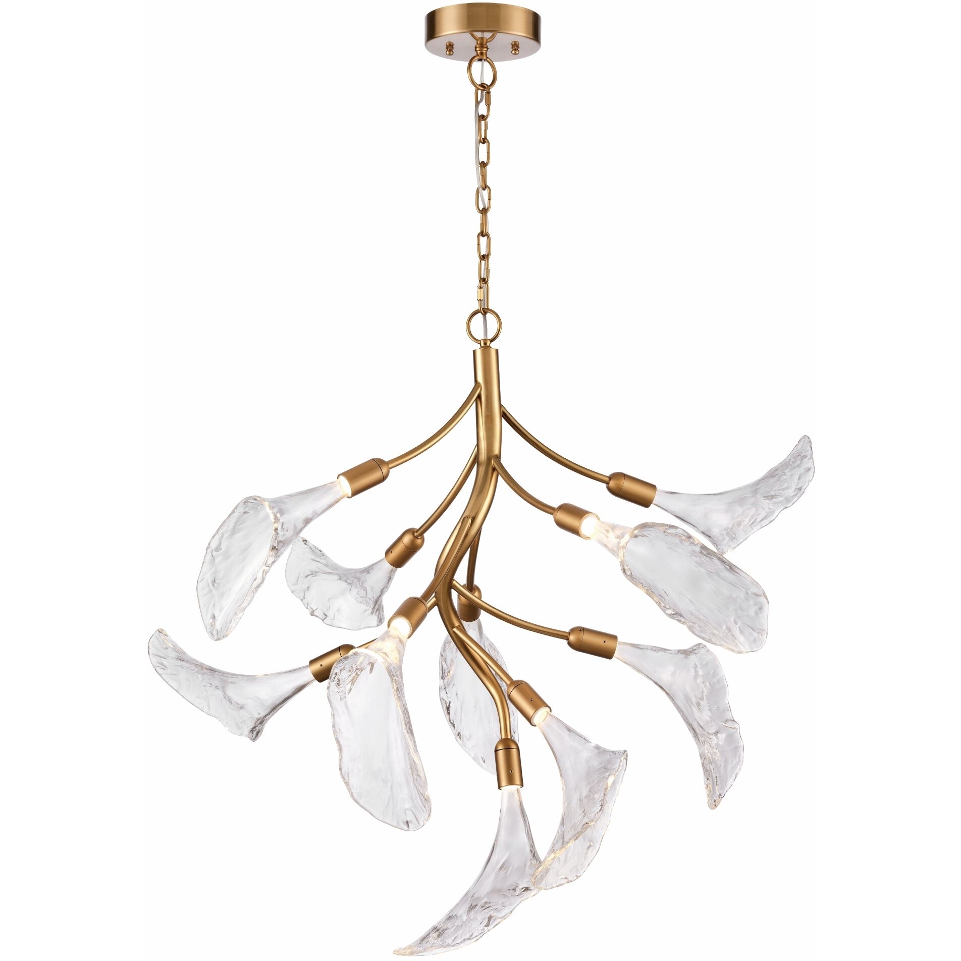 Calla 10 Light 35 inch Satin Brass Chandelier Ceiling Light