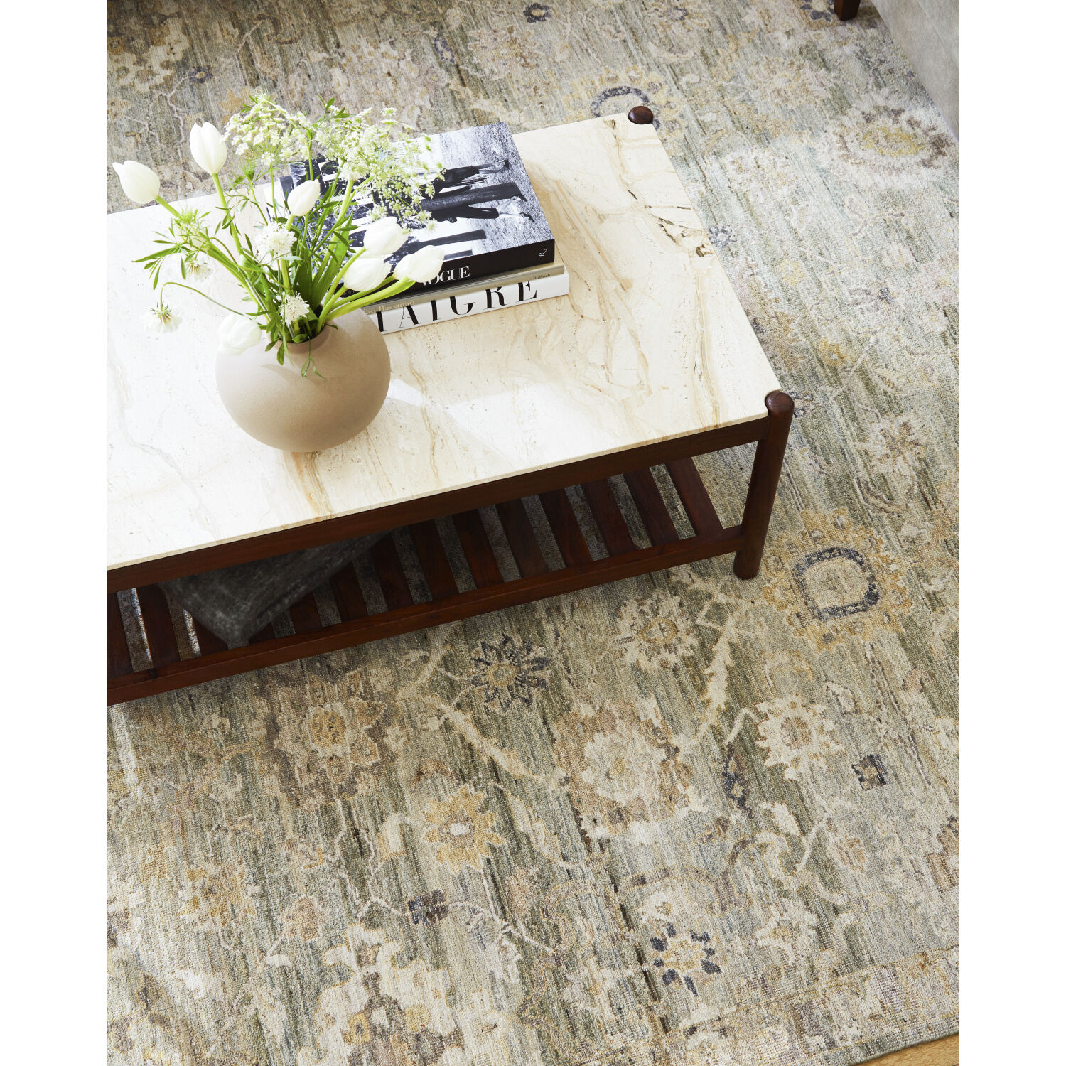 Khorasan 120 X 96 inch Ash / Khaki / Sage Handmade Rug in 8 x 10