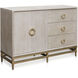 Augusta Weathered Oak and Natural Wood and Gold and Light Cream Cabinet