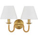 Adala 2 Light 16 inch Brushed Brass Wall Sconce Wall Light