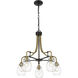 Kraken 5 Light 25 inch Matte Black and Olde Brass Chandelier Ceiling Light