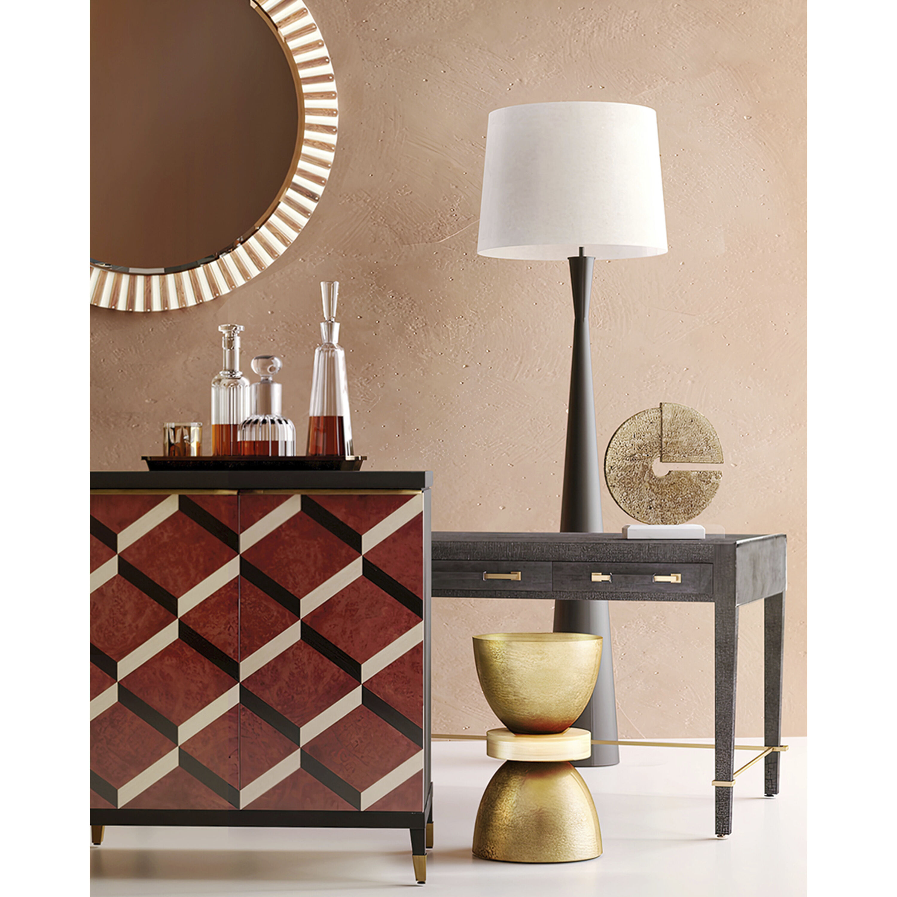 Daman Aged Brass/White Disc