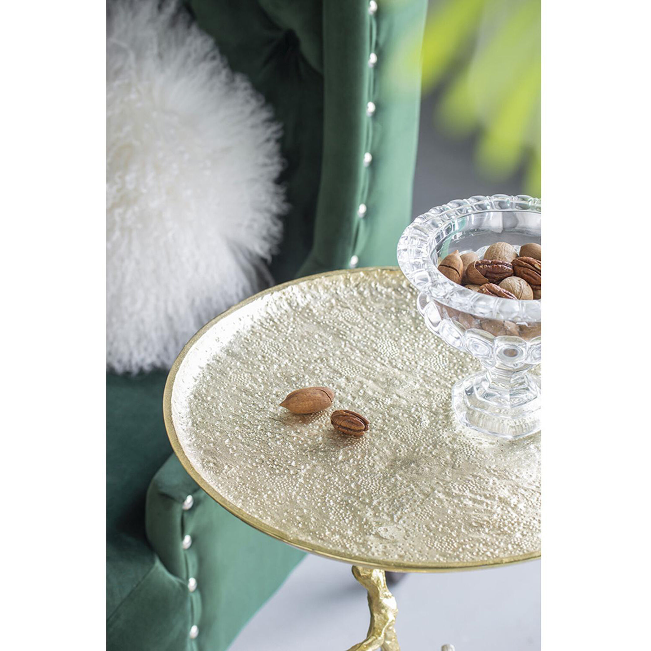 Welling Demilune Table in White/Gold