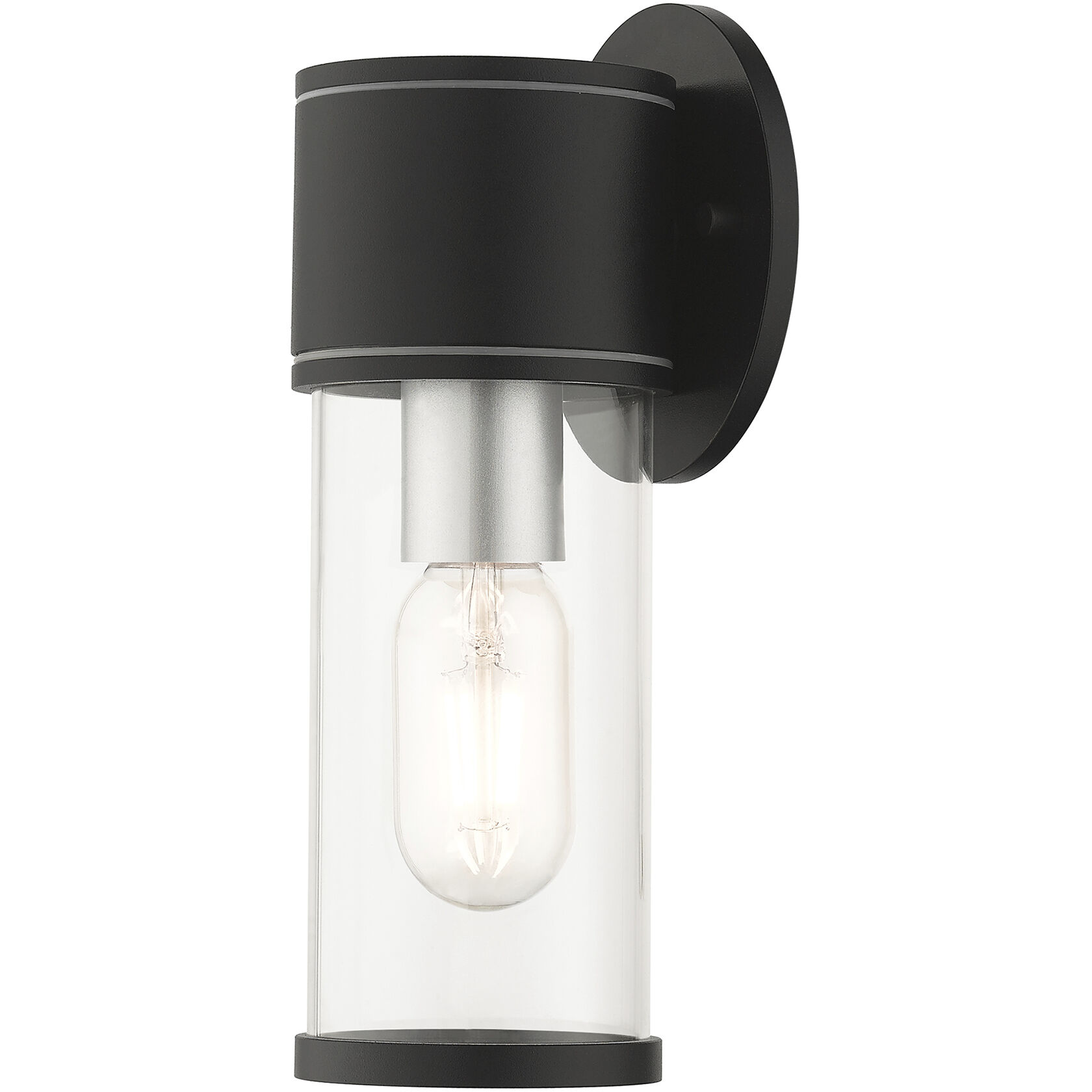 Atlantic 1 Light 4.5 inch Textured Black with Antique Silver Finish Accents ADA Outdoor Small ADA Wall Lantern Wall Light