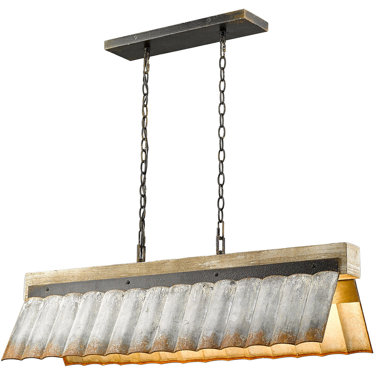 Waylon 5 Light 39.38 inch Antique Black Iron Linear Pendant Ceiling Light