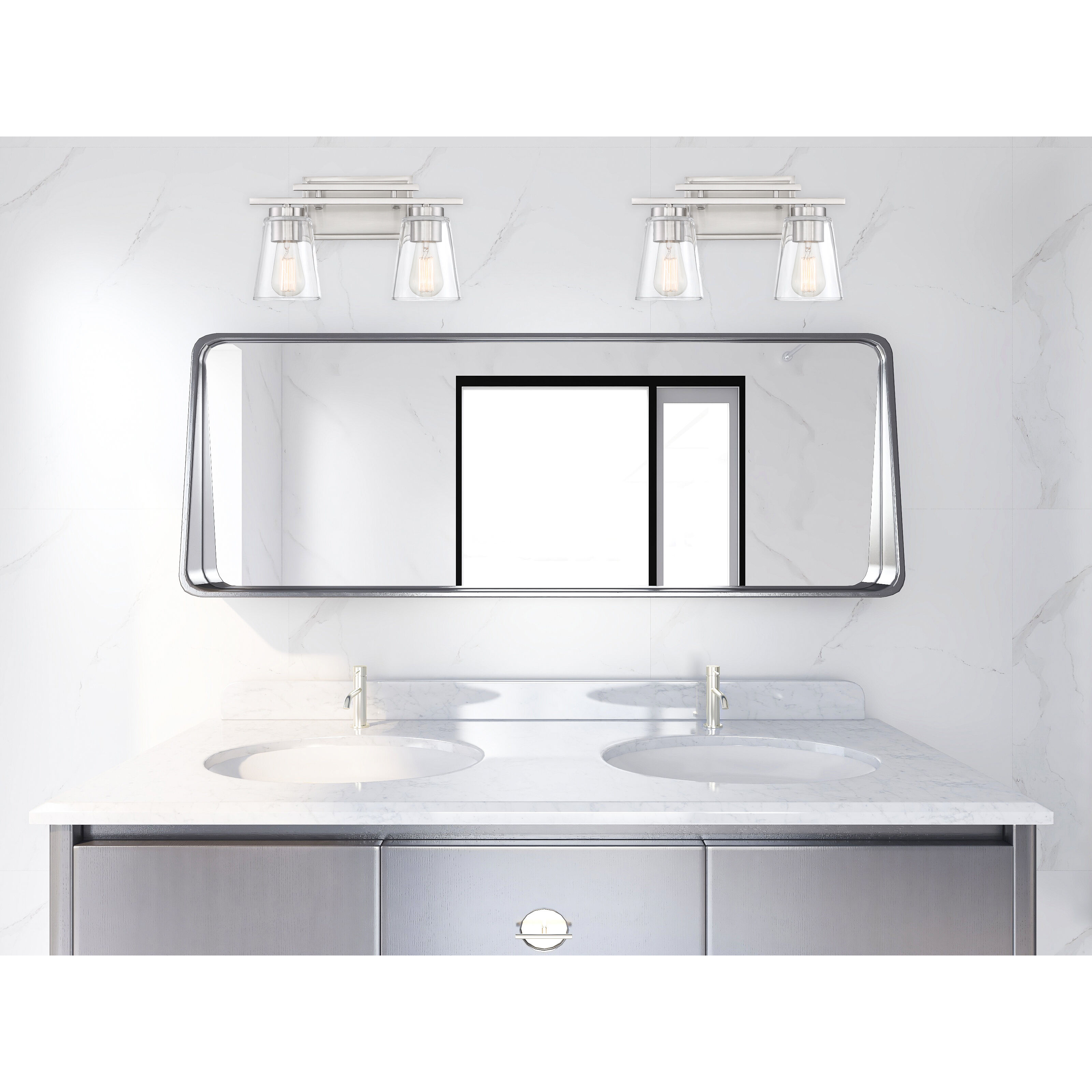 Calhoun 2 Light 14.58 inch Satin Nickel Bathroom Vanity Light Wall Light, Essentials