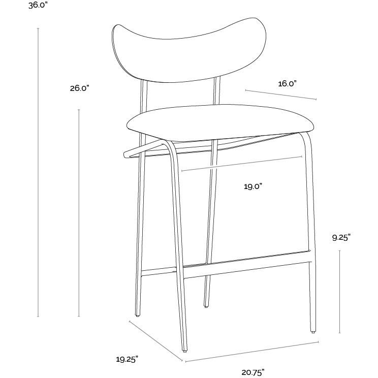 Gibbons 36 inch Black / Bravo Portabella Counter Stool