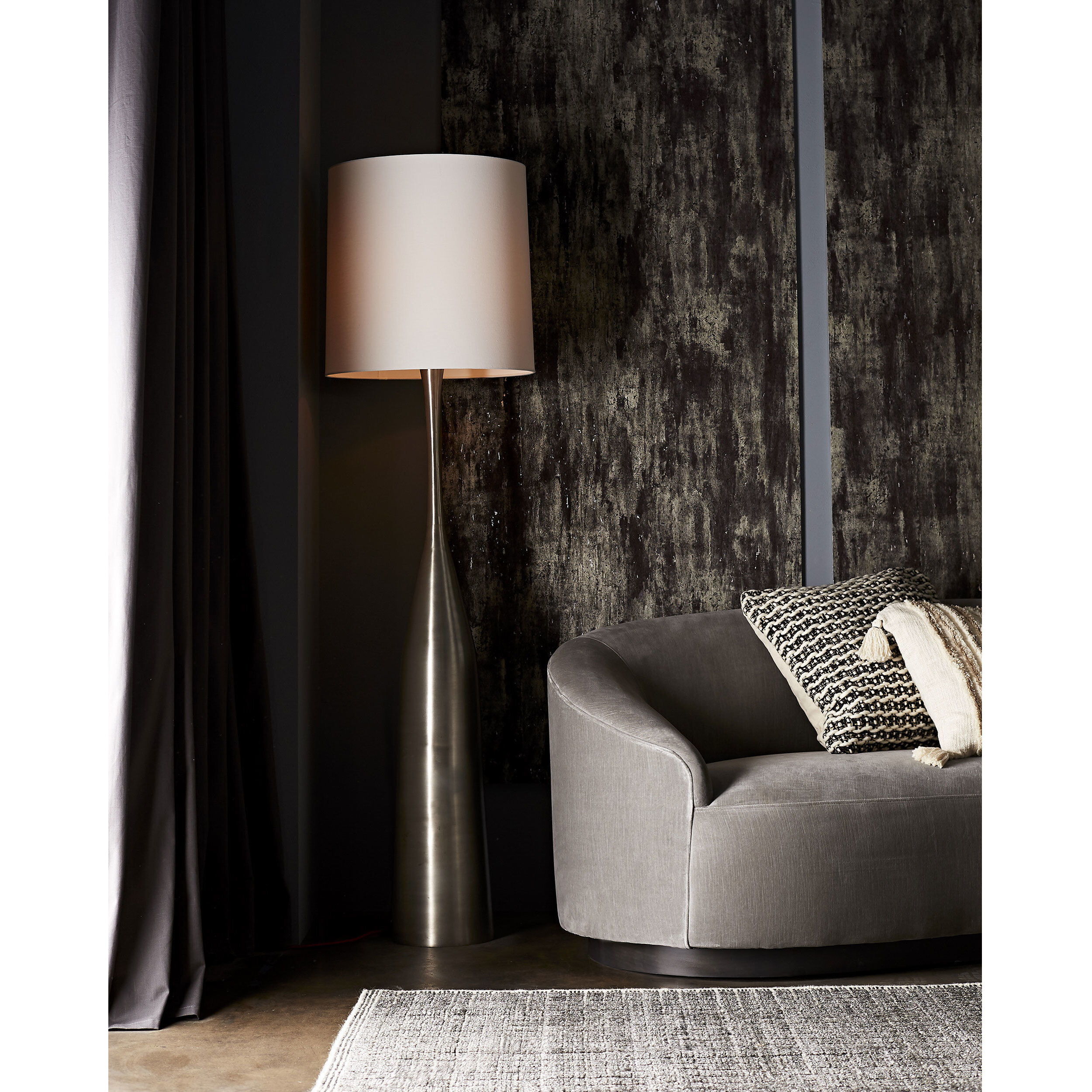 Eliana 70 inch 150 watt Vintage Silver Floor Lamp Portable Light