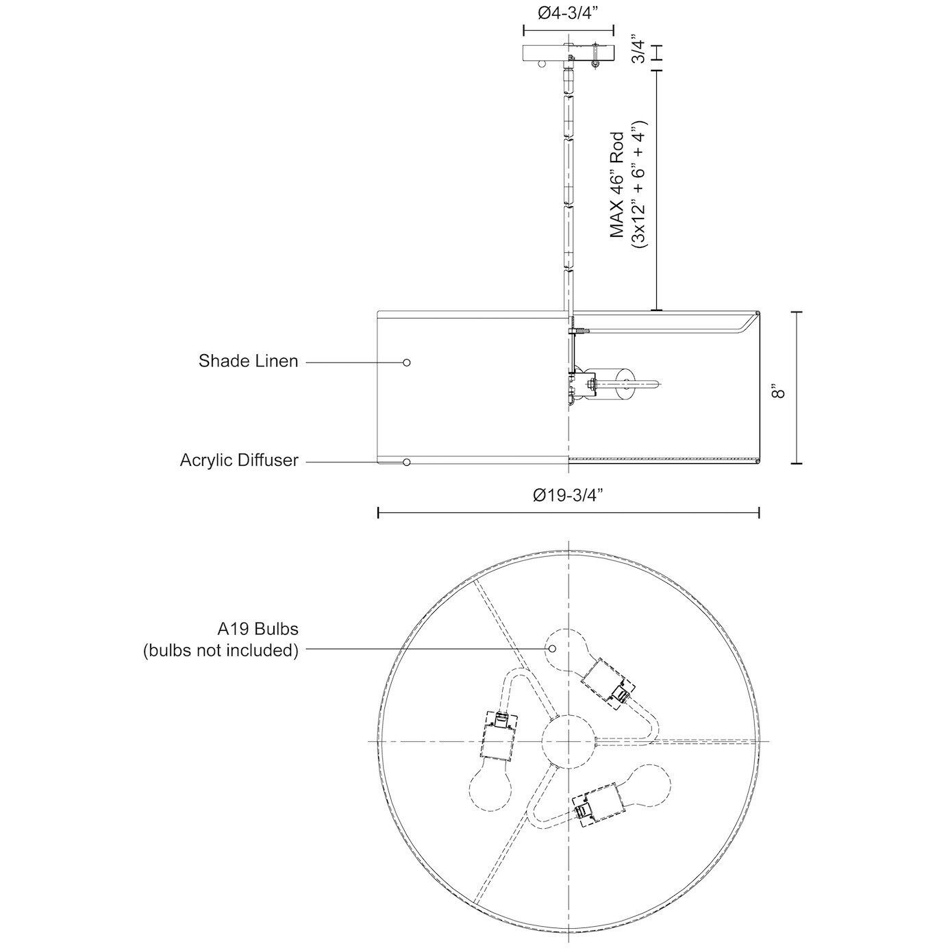 Gregory 3 Light 19.75 inch White Pendant Ceiling Light