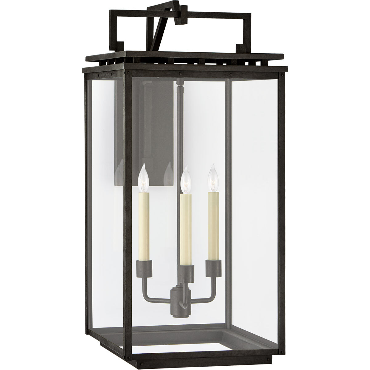 Chapman & Myers Cheshire 3 Light 27.75 inch Aged Iron Outdoor Bracketed Wall Lantern, Large