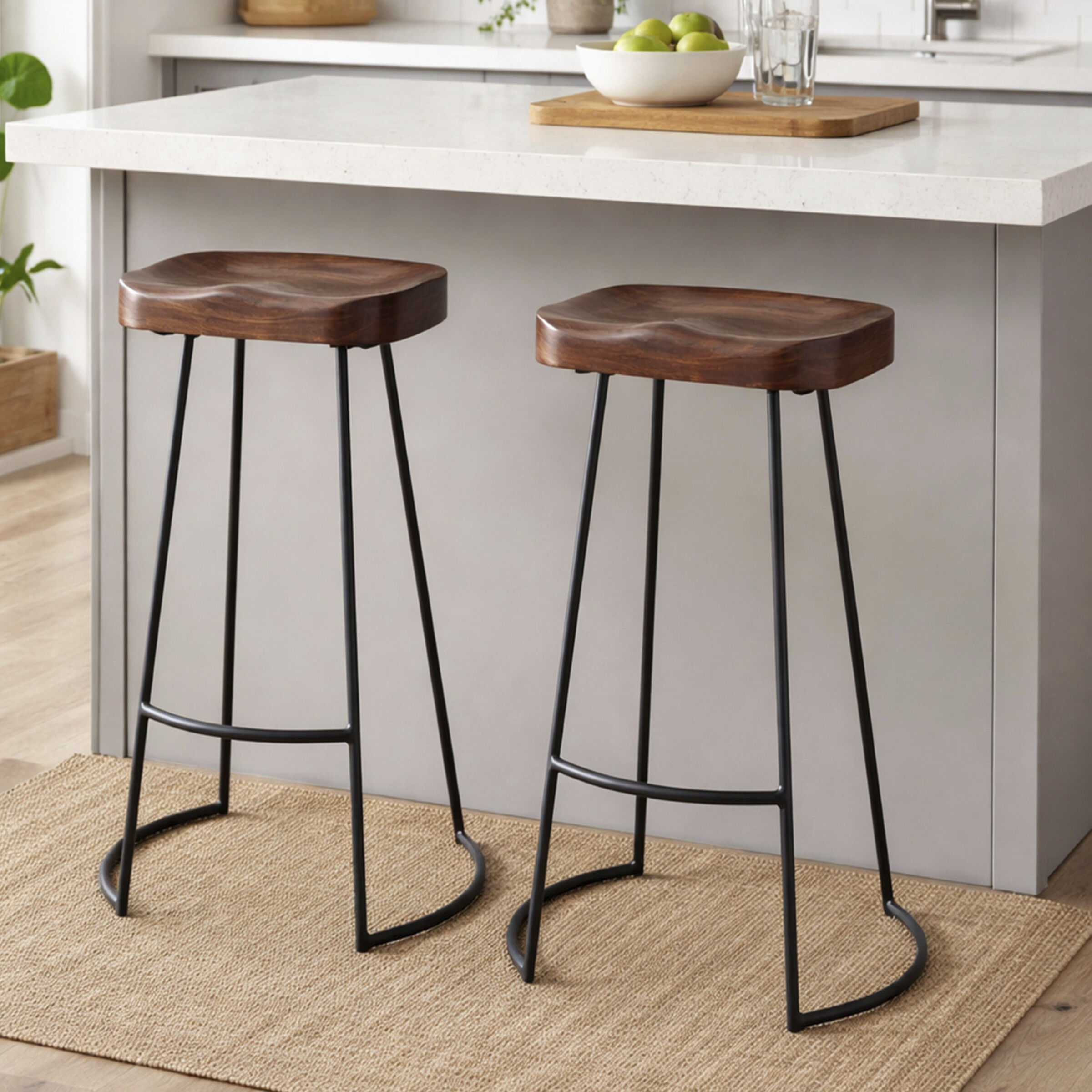 Saffle Frame 30 inch Dark Brown and Black Barstool Set