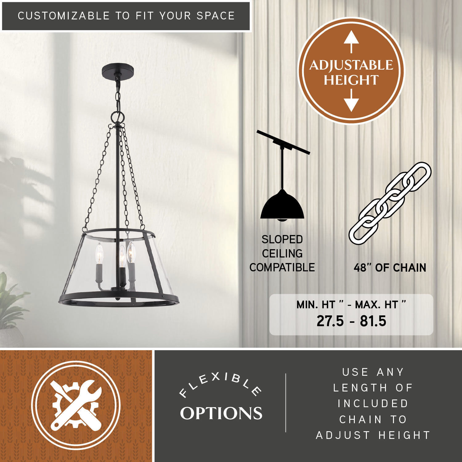 Rochester 3 Light 16.25 inch Matte Black Pendant Ceiling Light