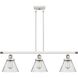 Ballston Large Cone LED 36 inch White and Polished Chrome Island Light Ceiling Light in Seedy Glass