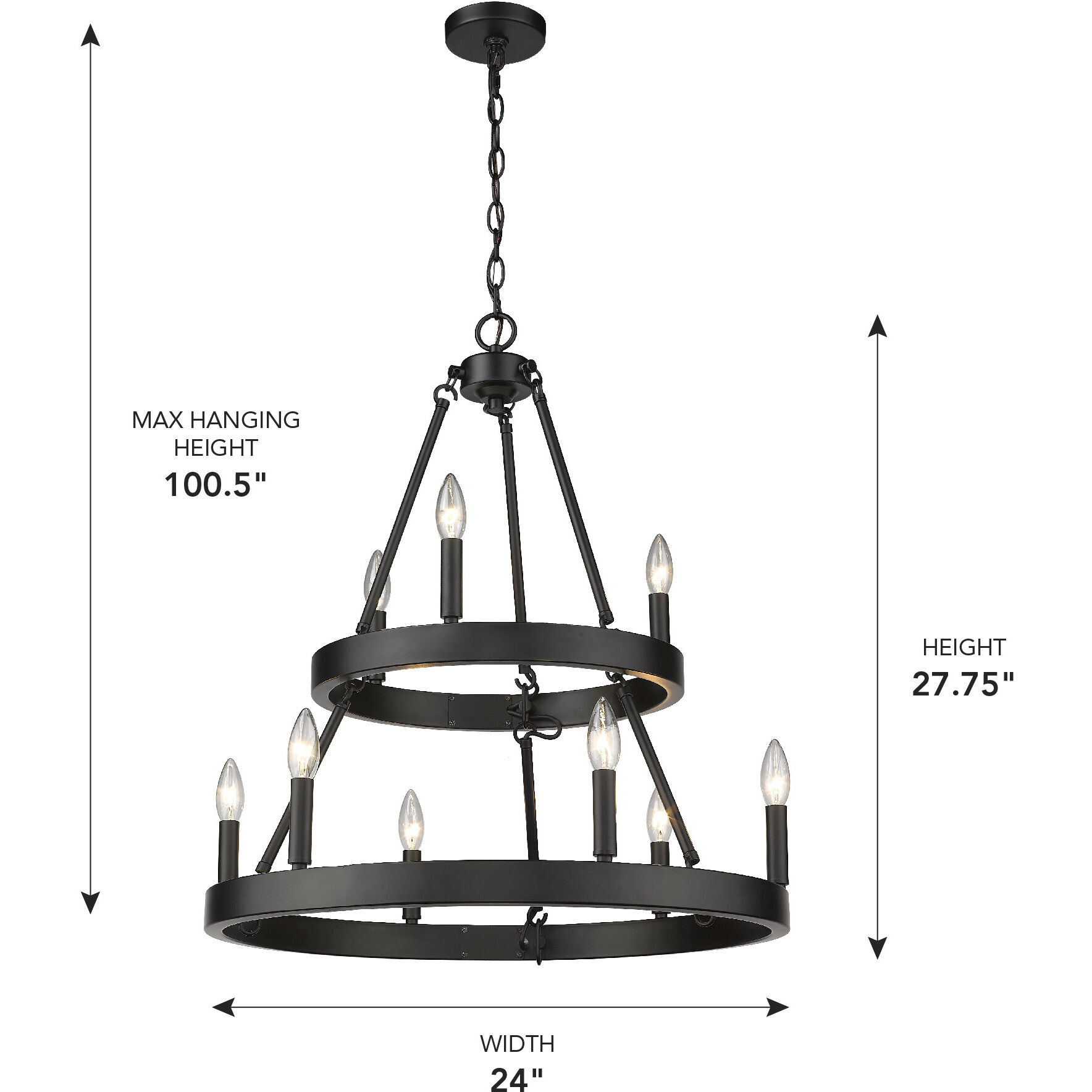 Alastair 9 Light 24 inch Matte Black Chandelier Ceiling Light