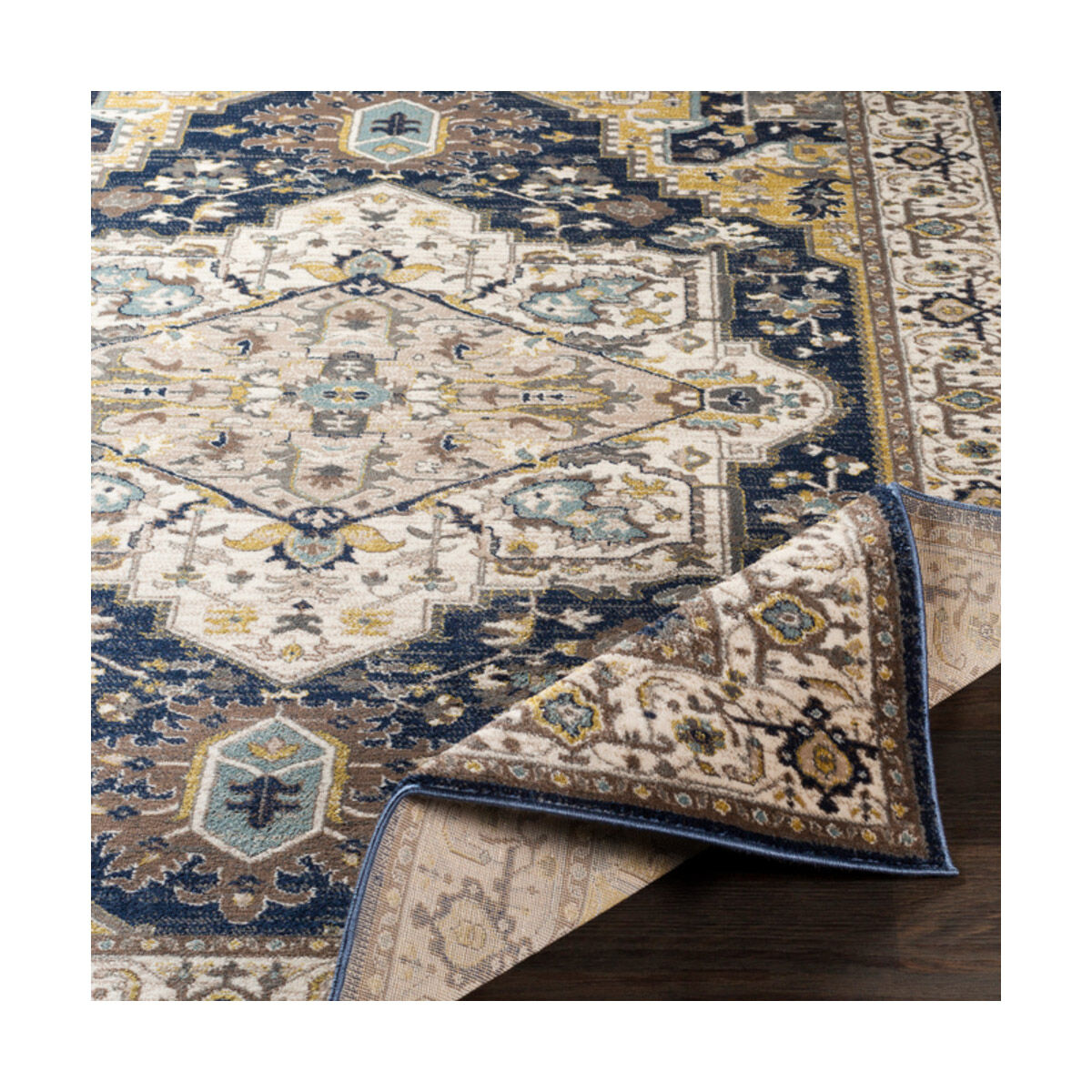 Athens 87 X 63 inch Navy/Charcoal/Butter/Ivory/Camel/Sky Blue/White Rugs, Rectangle
