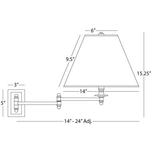 Kinetic 14 inch 150.00 watt Deep Patina Bronze Wall Swinger Wall Light in Translucent Flax