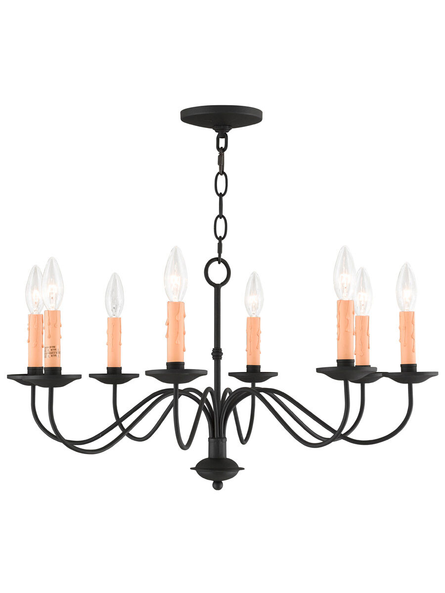Heritage 8 Light 25 inch Black Chandelier Ceiling Light