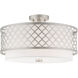 Arabesque 3 Light 18 inch Brushed Nickel Semi-Flush Mount Ceiling Light