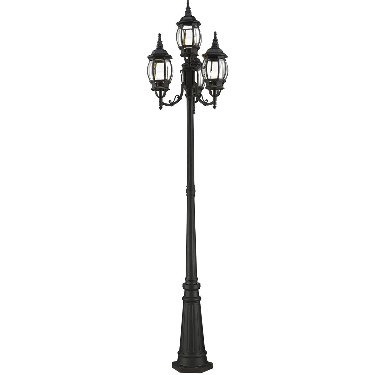 Frontenac 4 Light 93 inch Textured Black Outdoor Post Light