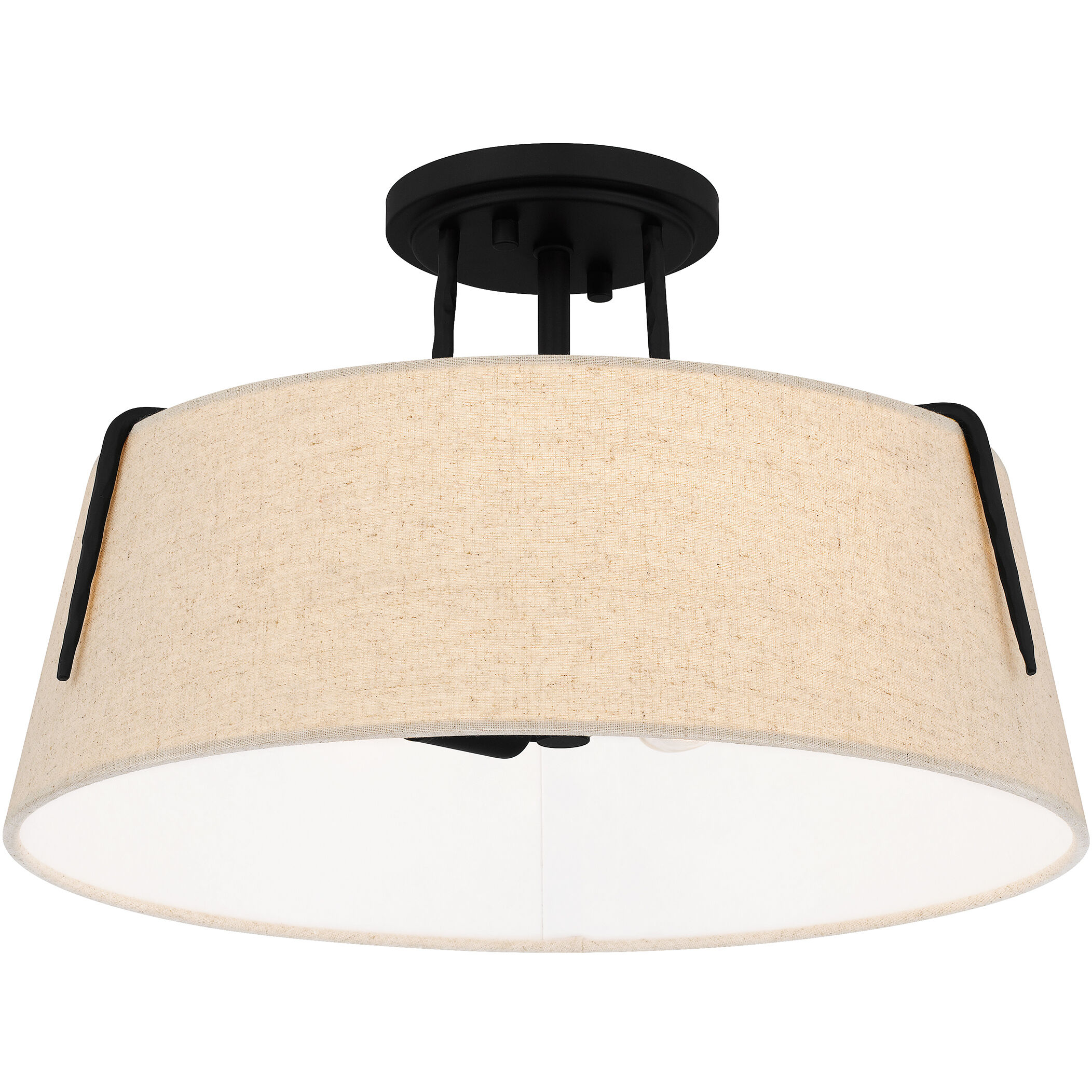 Leona 3 Light 16 inch Matte Black Semi-Flush Mount Ceiling Light