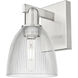 Arcadia Castile Armed Sconce Wall Light in Brushed Satin Nickel, Clear