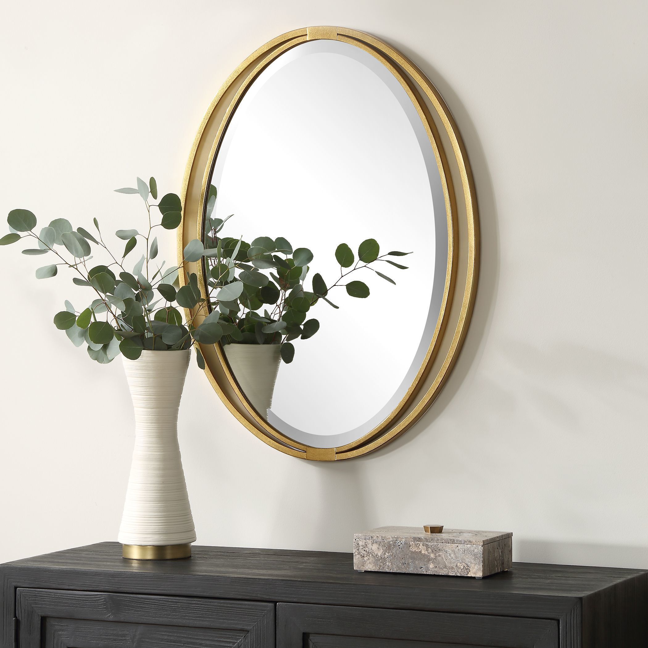 Rhodes 31.88 X 24.25 inch Antiqued Metallic Gold Leaf Mirror