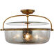Chapman & Myers Lorford LED 28 inch Gilded Iron Semi-Flush Lantern Ceiling Light in Antique Mercury Glass, Large
