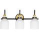Milk 3 Light 22 inch Satin Brass Bath Vanity Light Wall Light in Black and Satin Brass