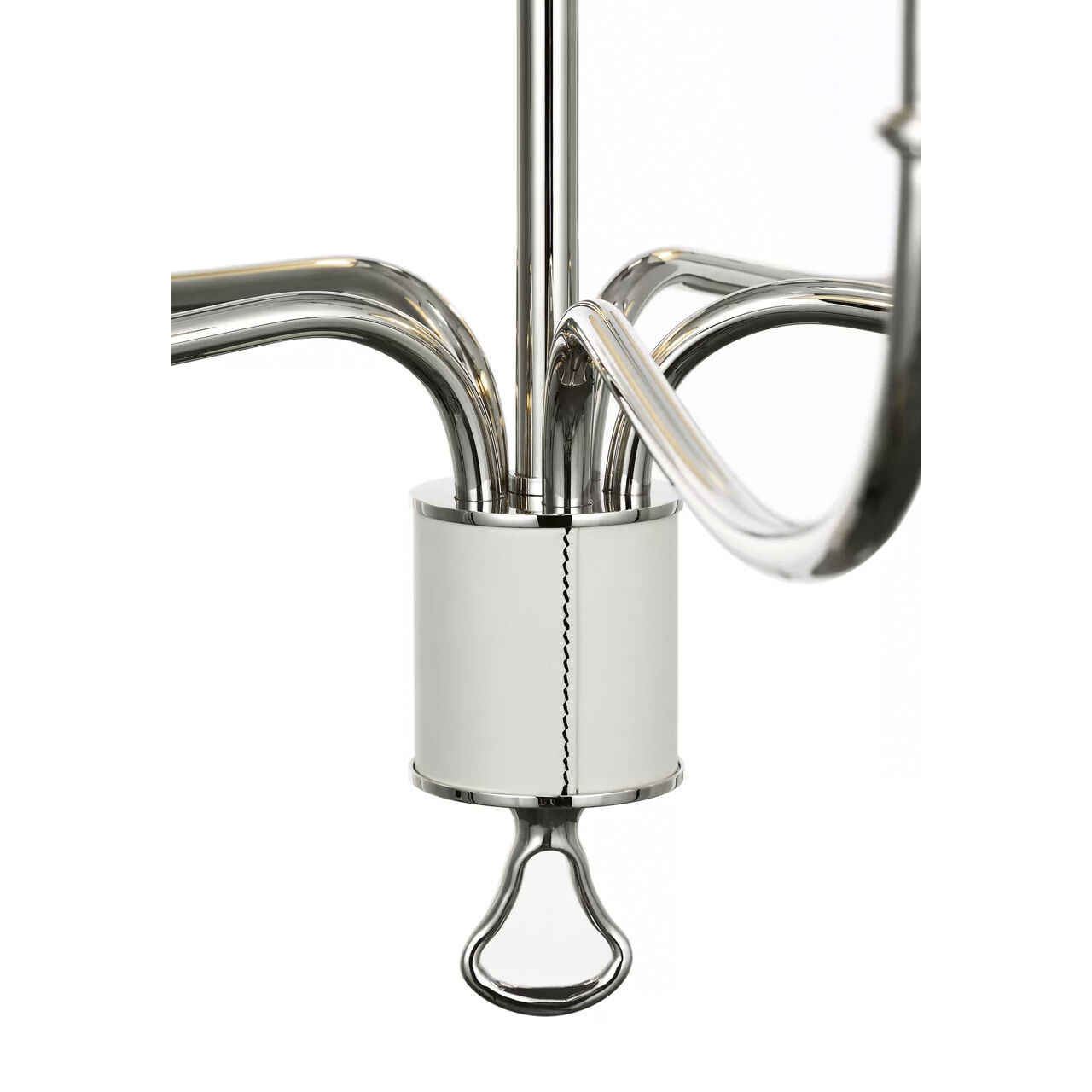 Amber Lewis Griffin LED 31 inch Polished Nickel and Parchment Leather Chandelier Ceiling Light