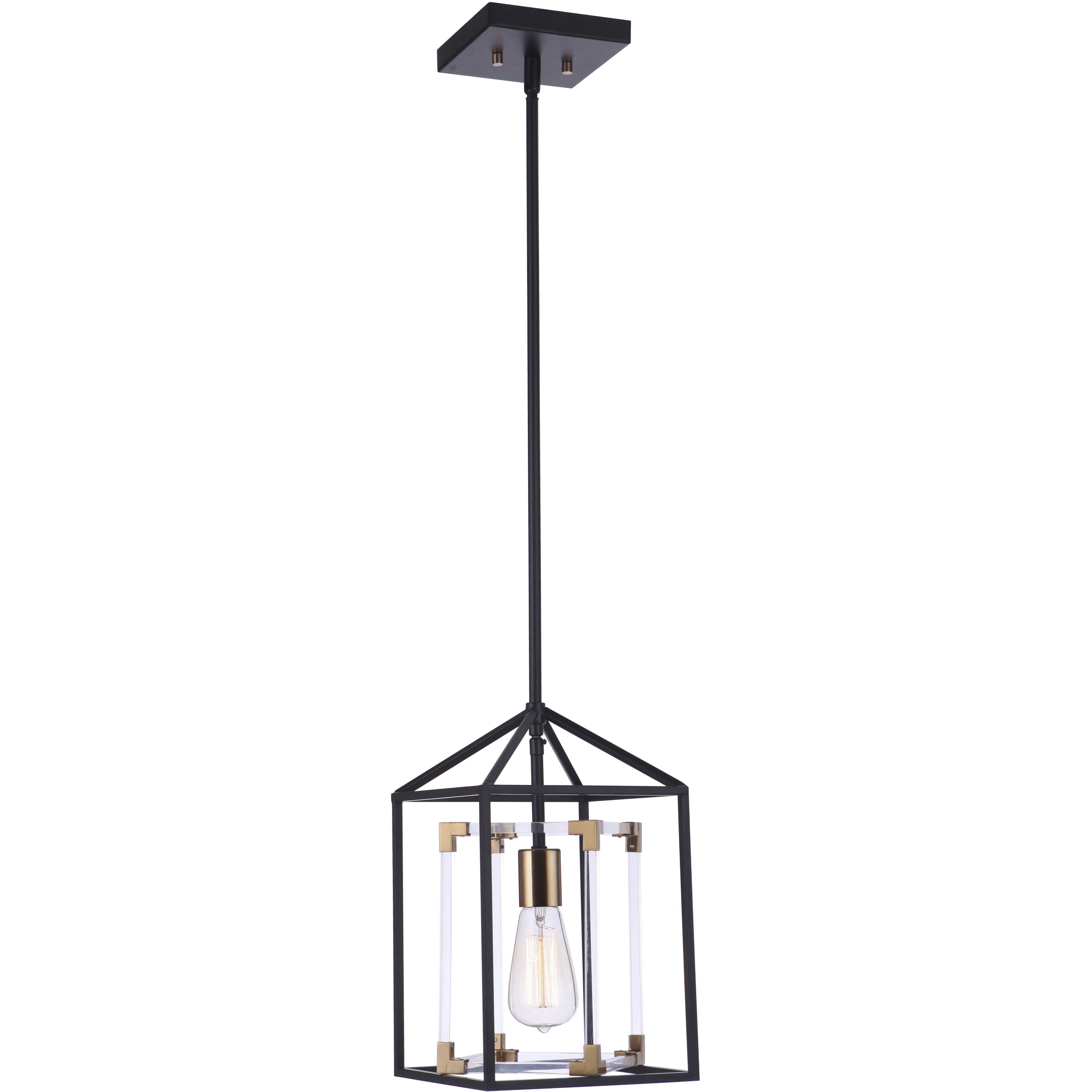 Aaron 1 Light 8 inch Flat Black and Satin Brass Pendant Ceiling Light