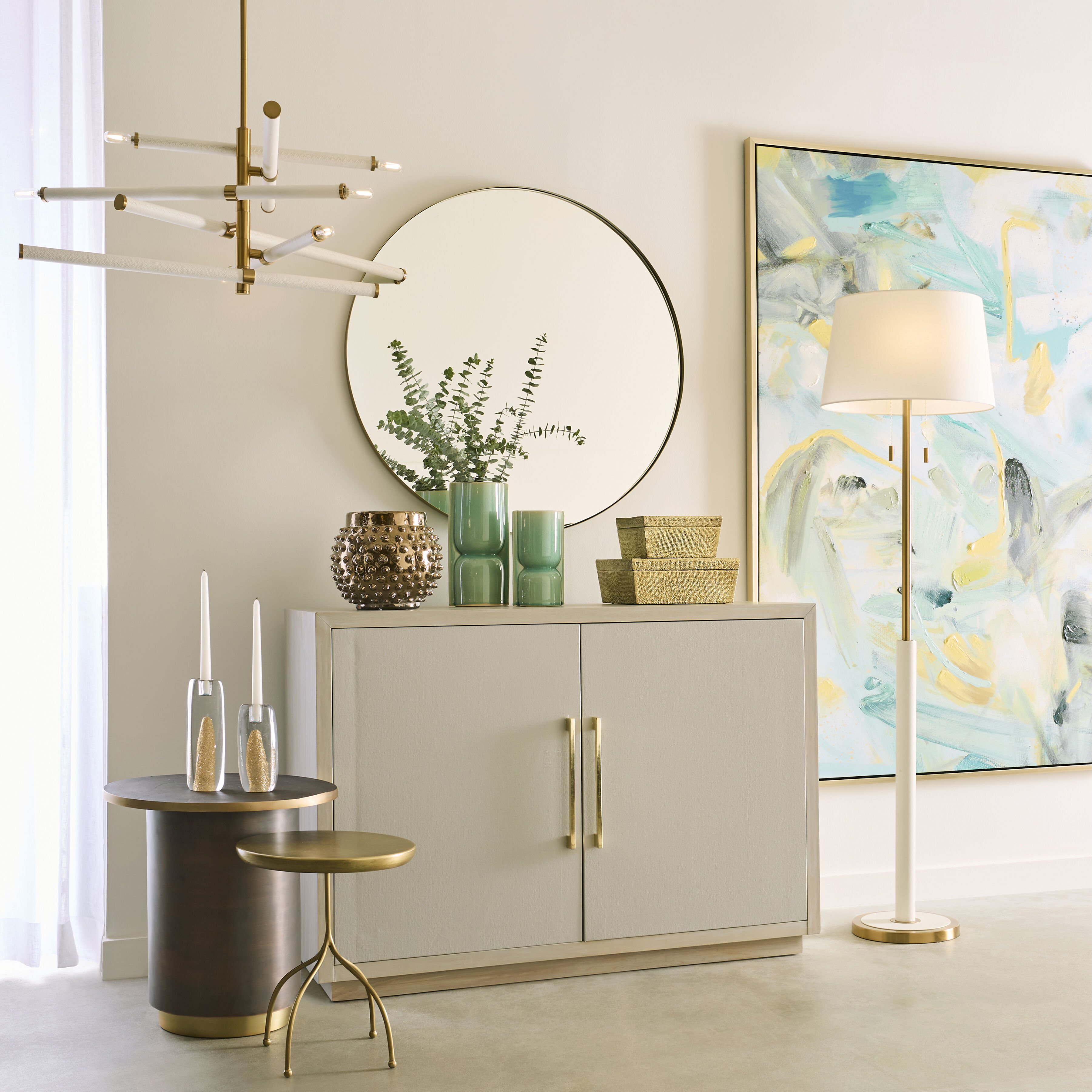 Beni 36 X 36 inch Brass Wall Mirror