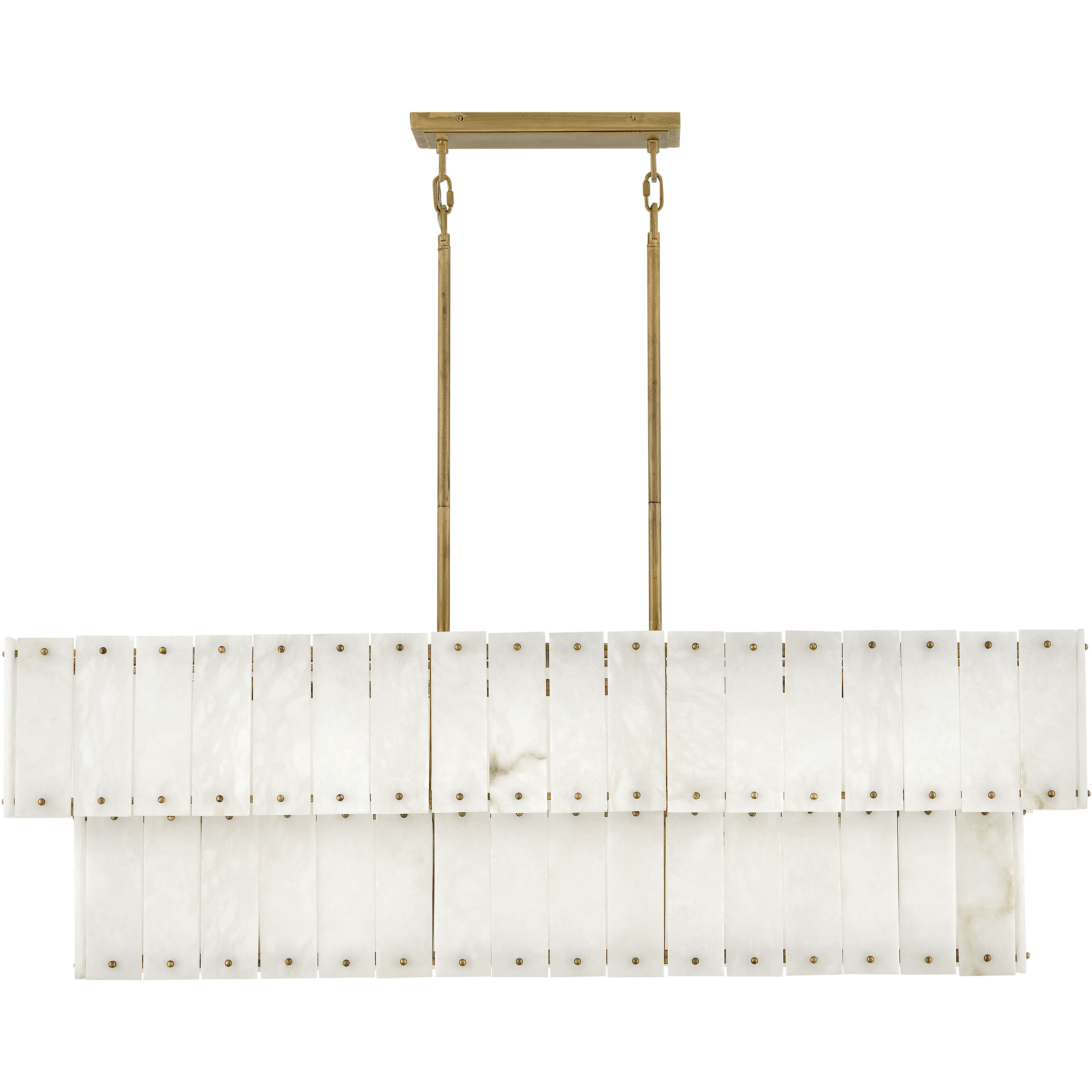 Simone LED 48 inch Burnished Gold Chandelier Ceiling Light in Alabaster, Linear & Oval