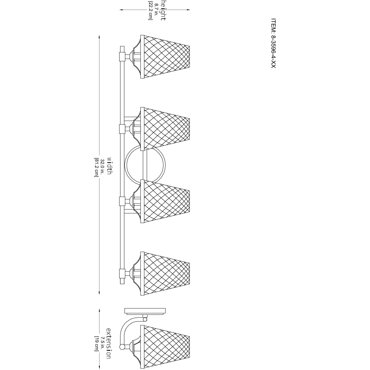 Candler 4 Light 32 inch Warm Brass Bathroom Vanity Light Wall Light