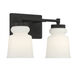 Contemporary 2 Light 14.5 inch Matte Black Bathroom Vanity Light Wall Light