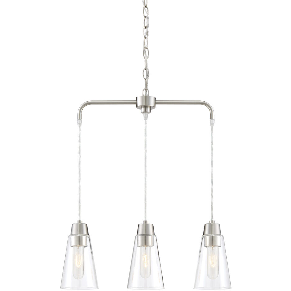 Echo 3 Light 20 inch Satin Platinum Chandelier Ceiling Light