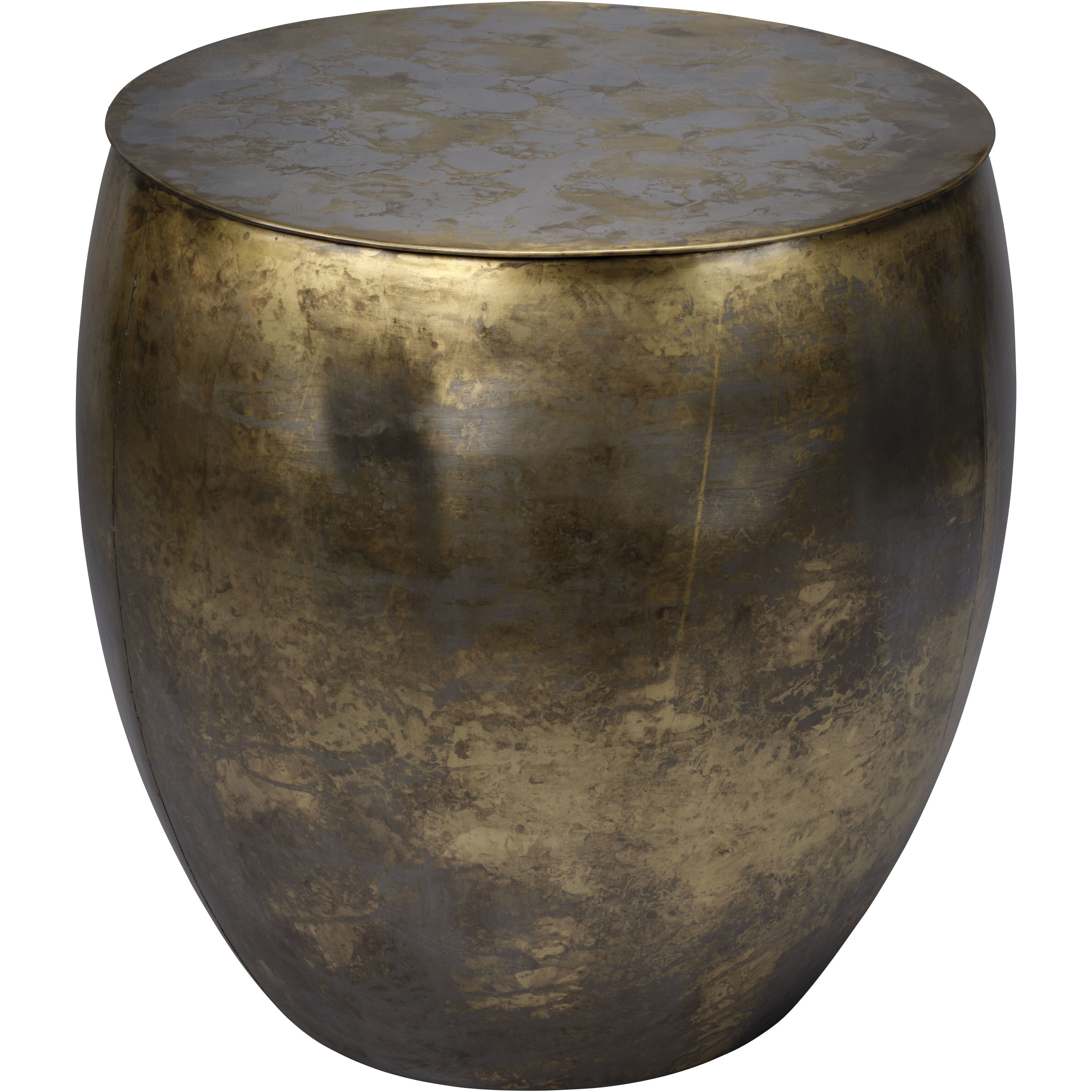 Ares 22 X 20 inch Antique Brass and Silver Patina Side Table, Inline