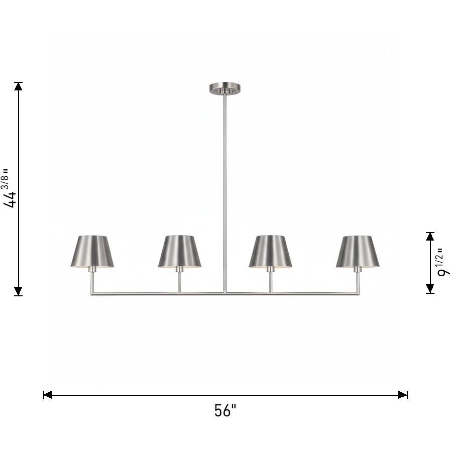 Drew & Jonathan Ender 4 Light 56 inch Brushed Nickel Linear Chandelier Ceiling Light, Large